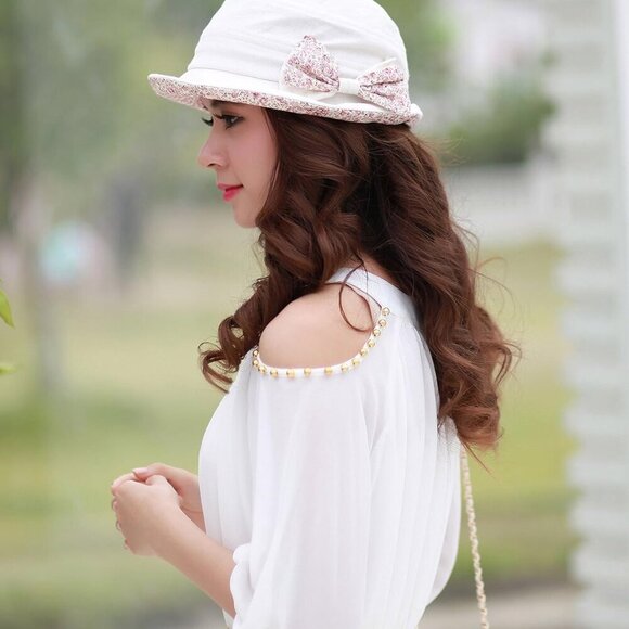 Women's Cotton Foldable Floral Bucket Hat Sun UV Protection Beach Outdoor - Picture 8 of 8